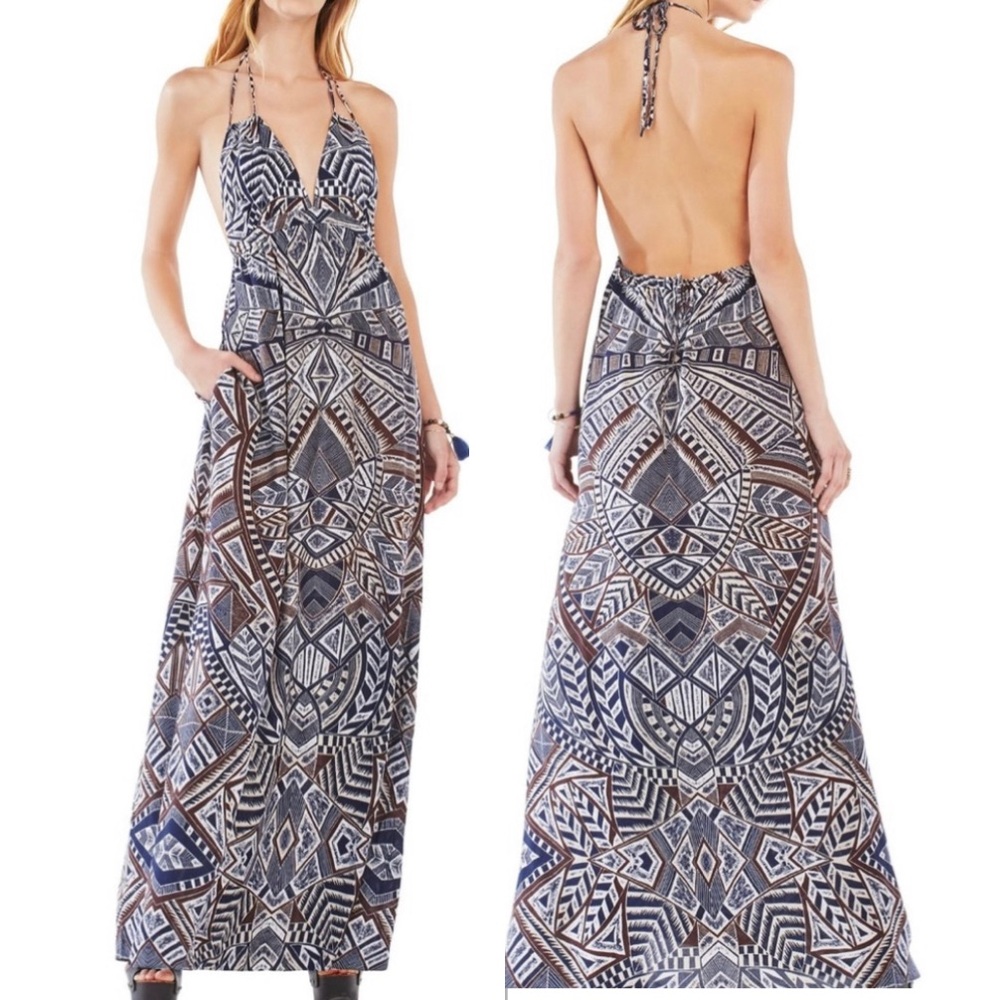 BCBG MaxAzria “Kamala” Aztec Print Maxi Dress w/ Pockets